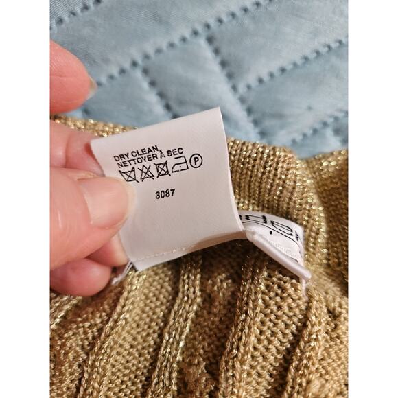 Outlander Studio Vintage Gold Sparkly Cardigan Sweater Vintage Made In Hong Kong - Picture 10 of 14